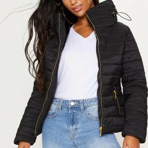 PrettyLittleThing Plus Mara Black Puffer Jacket